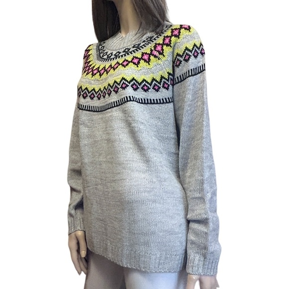 Fashion Nova Sweater Icelandic Inspired Champagne Showers Pullover Fair Isle - Picture 6 of 12